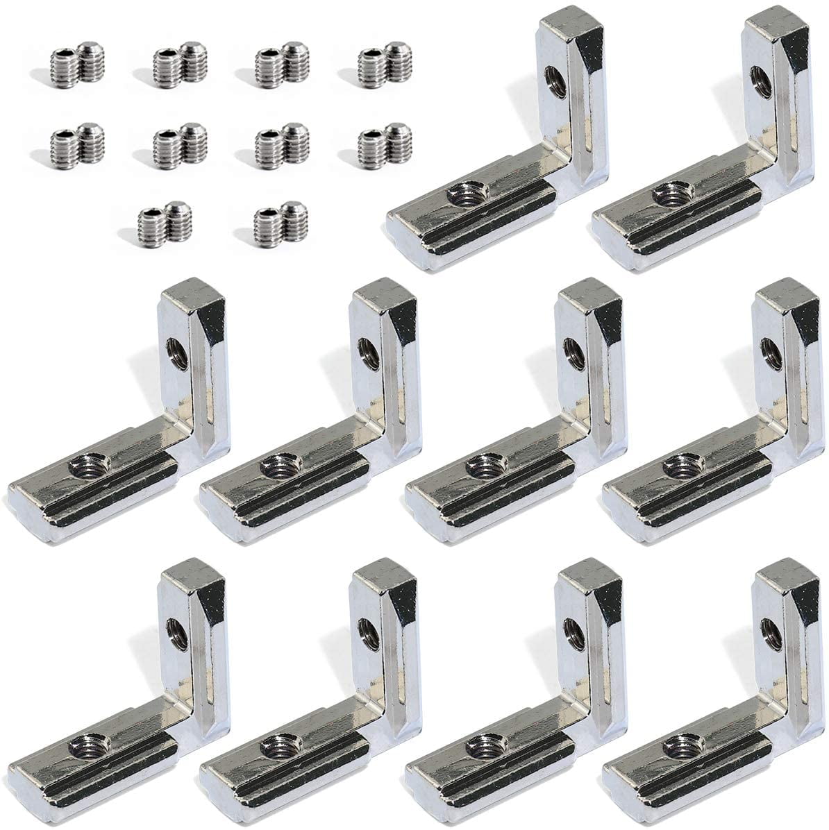 10Pcs T-slot L Shape Aluminum Brace Corner Joint Right Angle Shelf Bracket 
