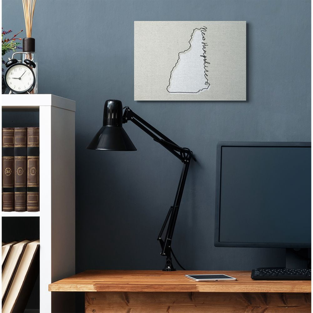 Stupell Industries New Hampshire Home State Map Neutral Print Design Canvas Wall Art by Daphne Polselli