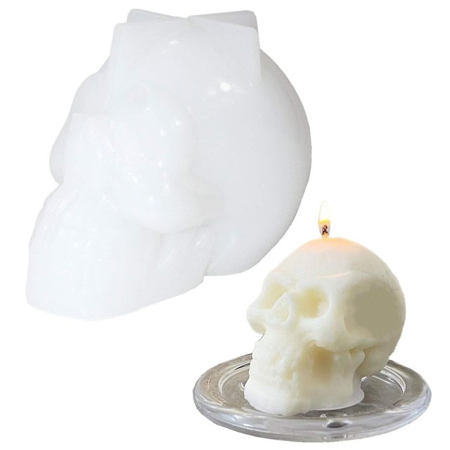 Molde de vela de calavera: molde de silicona para velas para cera, fabricante de resina epoxi para aromaterapia, excelente regalo hecho a mano, kit para hacer velas (molde de calavera)
