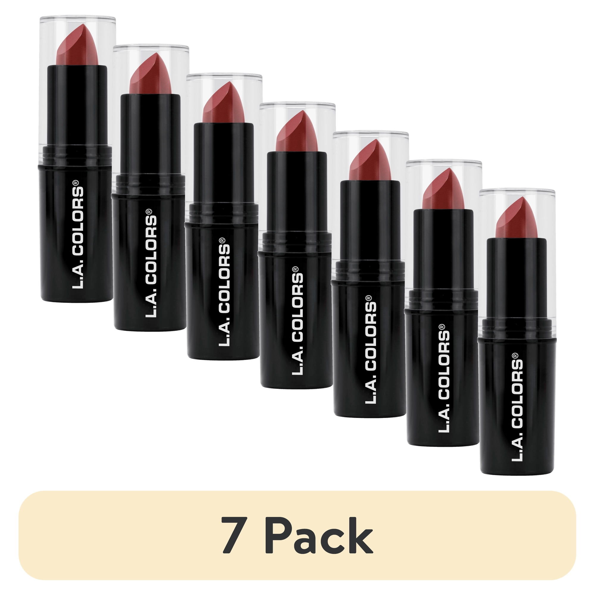 (7 pack) L.A. COLORS Long-Wearing Satin Finish Velvet Pout Chaser Lipstick Edgy Rose 0.13 oz