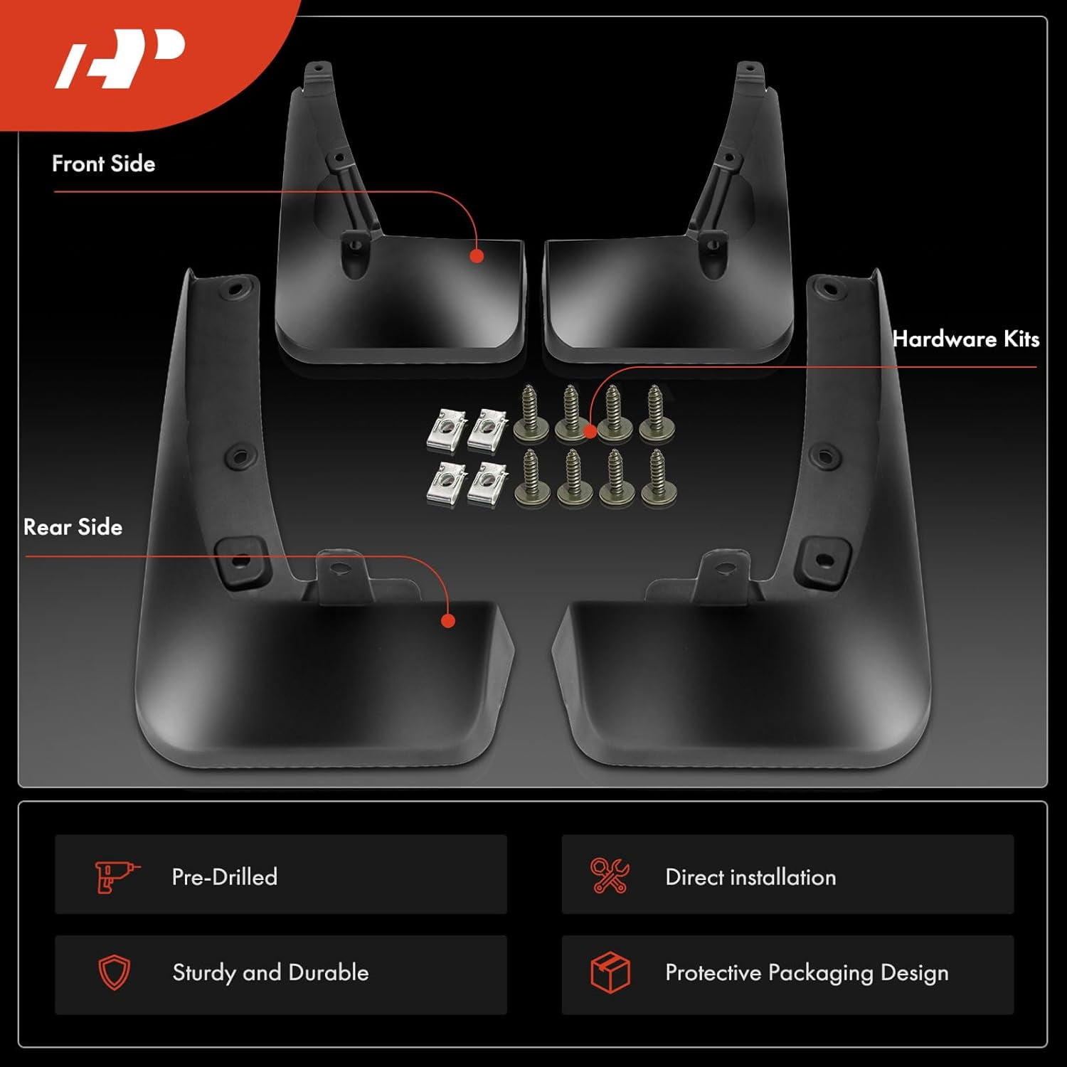 A-Premium Mud Flaps Splash Guards Mudguards Compatible with Toyota Highlander 2020-2021 Sport Utility Front and Rear 4-PC Set Without Side Kirts