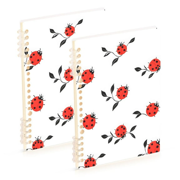 joogoo Spiral Journal Notebook Ladybugs Leaves College Ruled Notebooks 8.3" x 5.7" 2 PCs