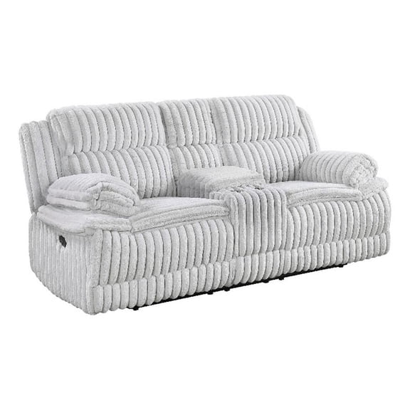 Rexy Manual Recliner Loveseat w Console- Light Gray Corduroy- 85 Inch