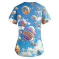 thumbnail image 2 of Scrubs For Women，Scrub Tops Womens Cute Easter Printed Nurse Uniforms 2026 Short Sleeve Scrub V Neck Shirt with Pockets，Blue，XXL, 2 of 3