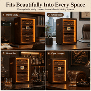 Marvero Desktop Cigar Humidor with Glass Door, 200 Count, Walnut Finish, LED Light, Digital Hygrometer, Cedar Drawers