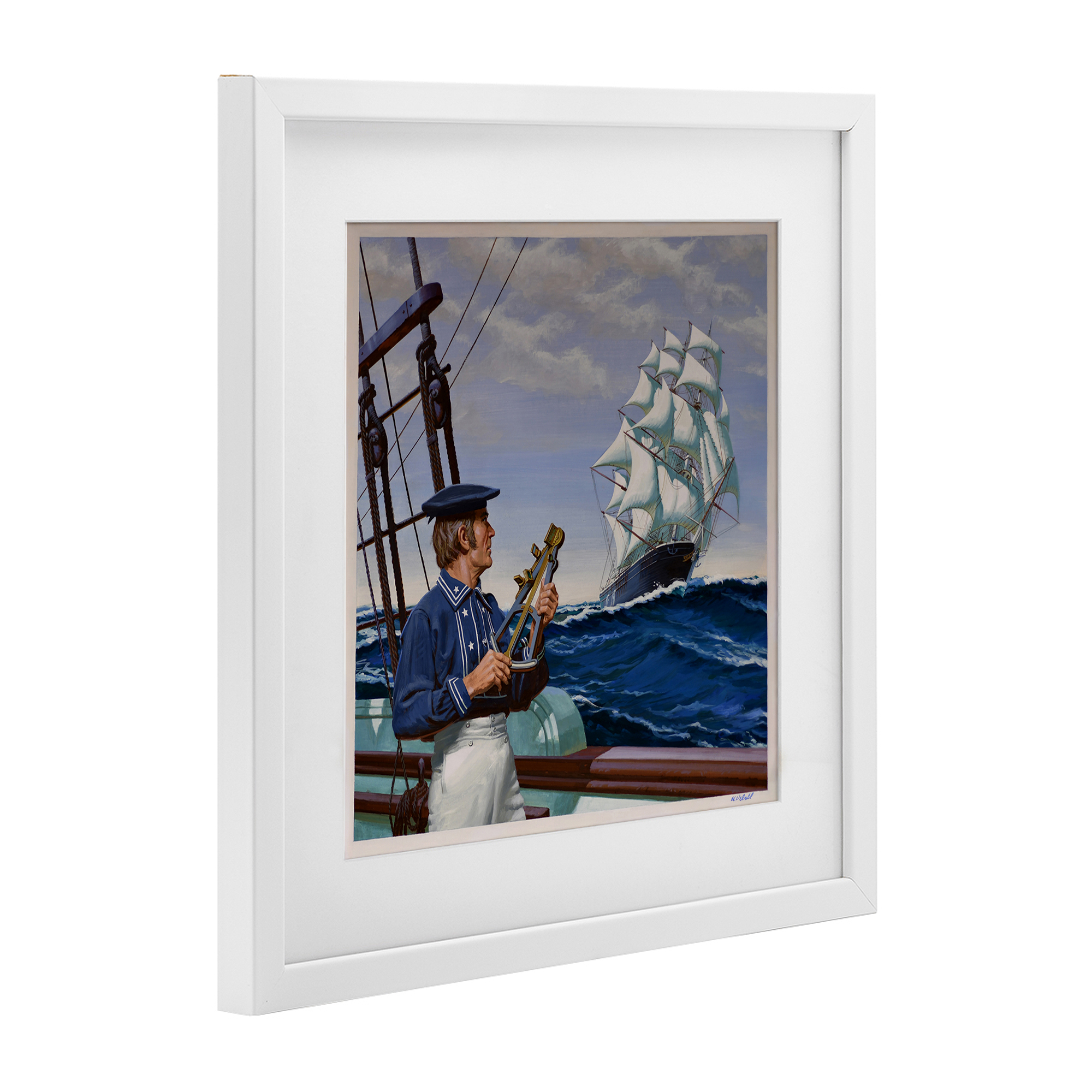 Flying Cloud Sailing Ship White Framed Print Under Glass, design by Wind River Studios