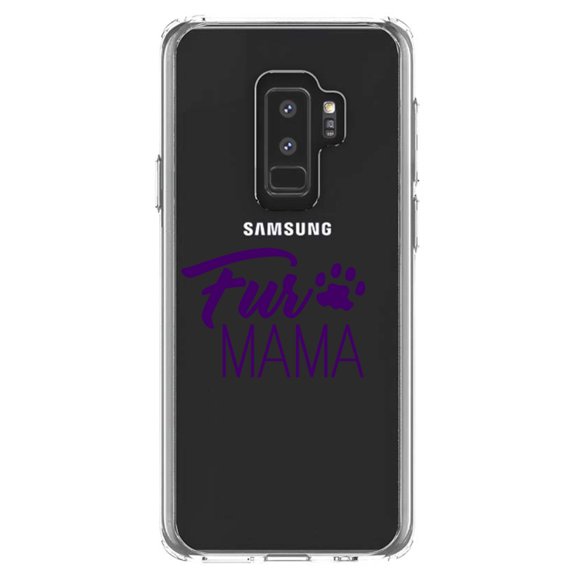 DistinctInk Clear Shockproof Hybrid Case for Samsung Galaxy S9  PLUS (6.2" Screen) - TPU Bumper Acrylic Back Tempered Glass Screen Protector - Fur Mama - Dog Paw
