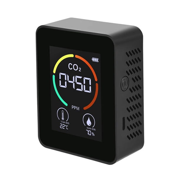 Monitor Portátil Del Aire Hugtrwg Con Detector de Aire CO2 3 en 1 Negro