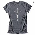 thumbnail image 1 of Femmes T-Shirt Col Rond Manches Courtes Blouse Décontractée Lettre T-Shirt Top, Gris, L, 1 of 1