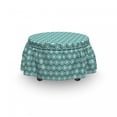thumbnail image 3 of Abstract Ottoman Cover, Circles and Stripes, 2 Piece Slipcover Set with Ruffle Skirt for Square Round Cube Footstool Decorative Home Accent, Standard Size, Seafoam Black White, by Ambesonne, 3 of 5