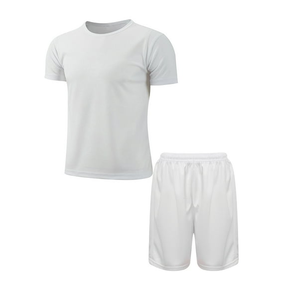 Sxiwei Kids Boys Sport Set Short Sleeve T Shirt Football Basketball Shirts with Mesh Shorts Knee White 24