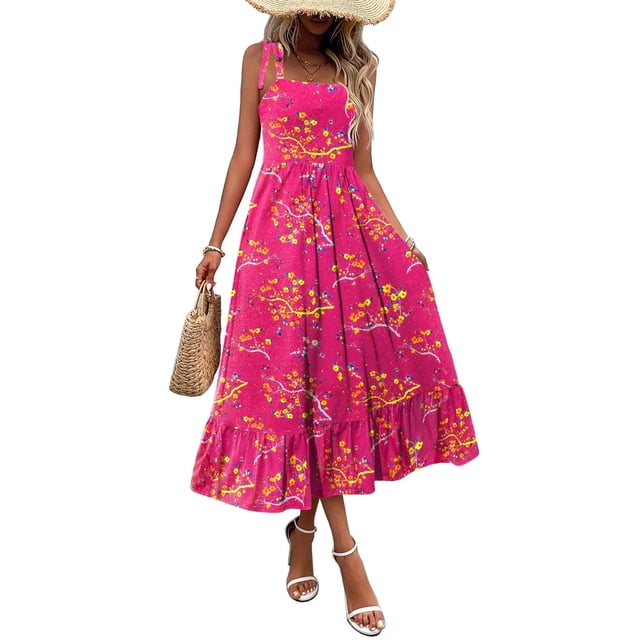 Vestido de verano Zeagoo Flowy Strap Maxi Floral S