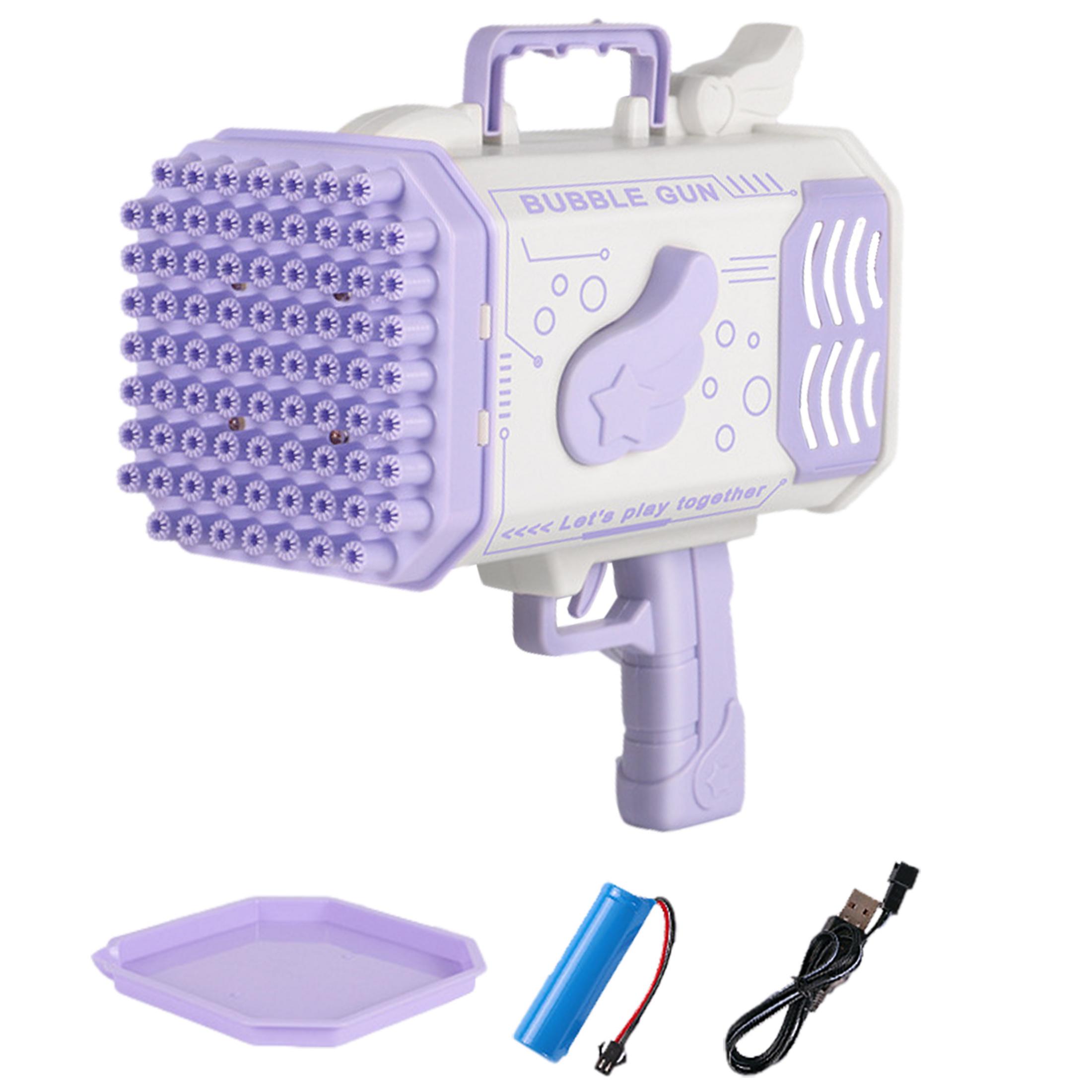 Famure 77 Holes Angel Bubble GunsRechargeable Bubble Machine with LED