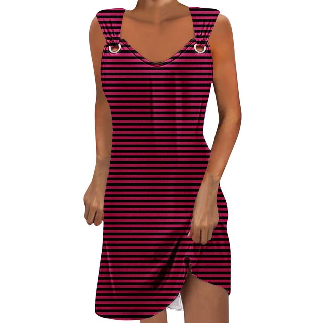 Robe d'Été pour Femmes Couleur Unie avec Poches Sans Manches Col en V, Robe d'Été pour Femmes, Robe d'Été pour Femmes