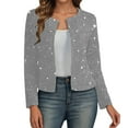 thumbnail image 2 of Women Casual Jackets Carnival Clothes For Stylish Metallic Casual Jacket For Long Sleeve Cardigan Open Front Outerwear Loose Fit Lightweight Fall Fashion Light Gray M, 2 of 9