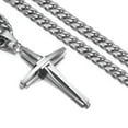 thumbnail image 5 of EOEMY 18"-40" Curb Chain Hot Women Men Stainless Steel Crucifix Cross Pendant Necklace-Silver-26Inch Or 66Cm, 5 of 5