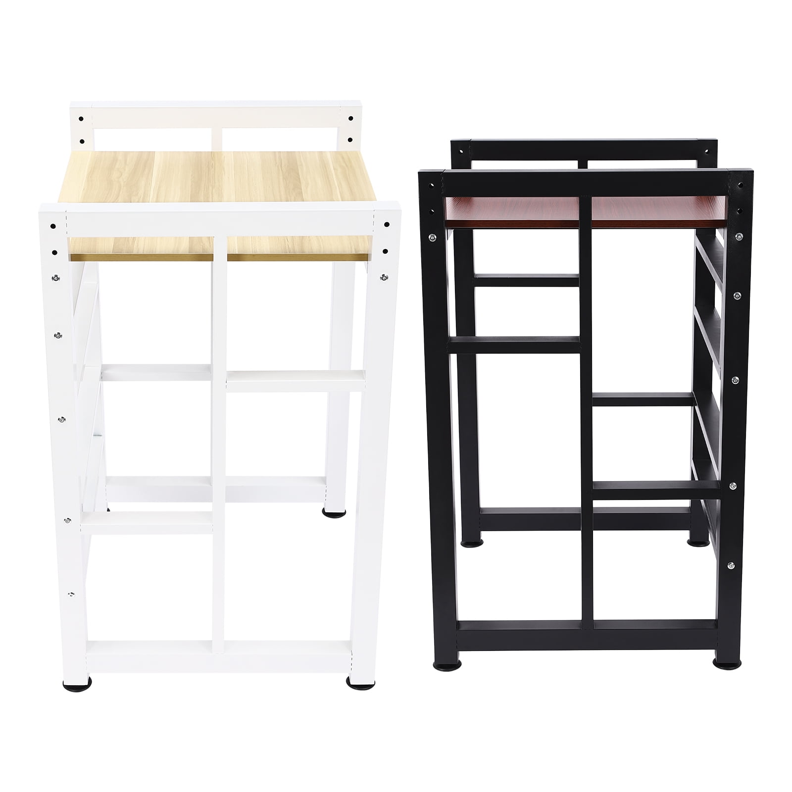 Modern Bathroom Washer Dryer Stacking Rack Stand with Adjustable Height and Guardrail, Durable Steel Frame, Elegant White Finish