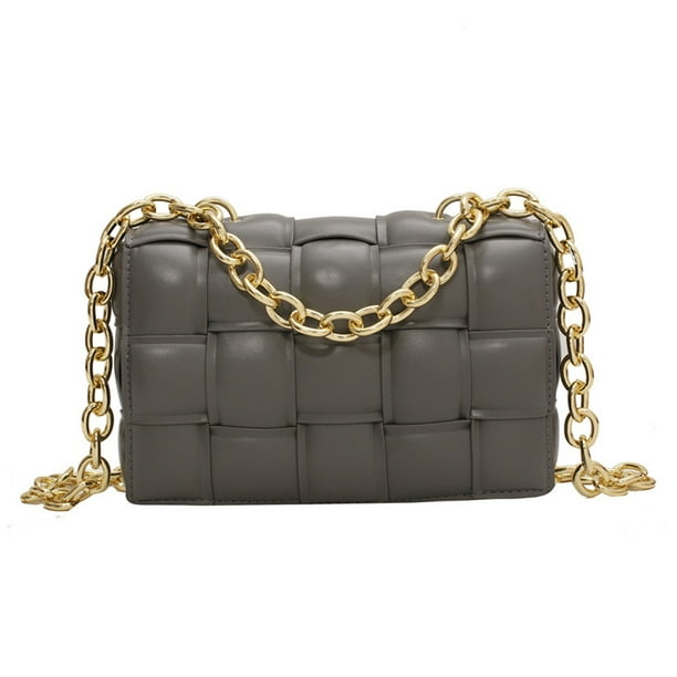 Bolso pequeño tejido de moda popular, bolso cuadrado pequeño simpleGris