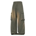 thumbnail image 3 of Daiosportswear Men's Streetwear Workwear Pants Loose Straight Leg Casual Daily Wear Trousers Army Green L, 3 of 9