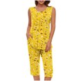thumbnail image 4 of Conjunto de Verano para las Mujeres Impreso Cuello Redondo sin Mangas Y Pantalones, Casual de Dos Piezas para las Mujeres, 4 of 4