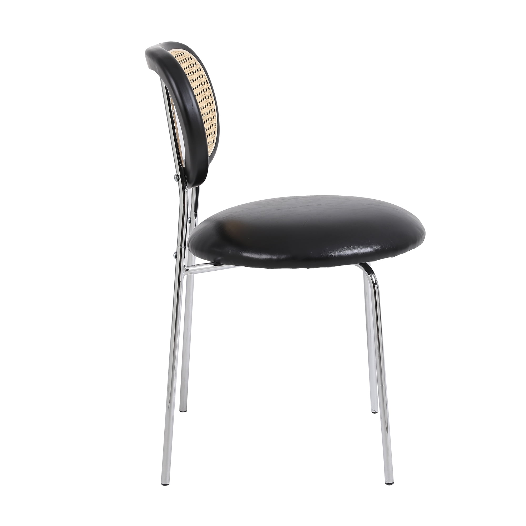Kadyn PU 2pcs Dining Room Chairs with Rattan Backrest for Kitchen, Black Kitchen Chairs Kadyn PU 2pcs Dining Room Chairs with Rattan Backrest for Kitchen, Black Kitchen Chairs