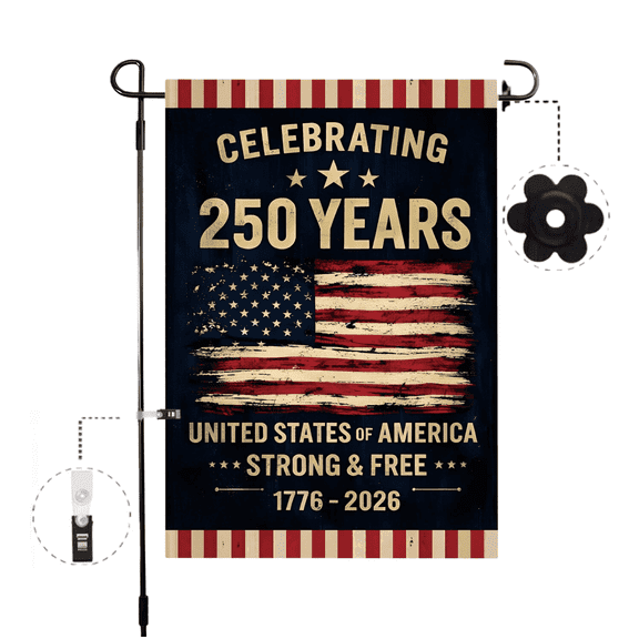 250th Anniversary Flag Celebrating 250 Years Anniversary Flags Retro 1776-2026 Patriotic Flags for Outdoor Lawn Garden Decor Doubleside Polyester