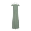 Adrianna Papell Off Shoulder Zipper Back Ruched Piping Detail Crepe Chiffon Dress-FROSTED SAGE / 14