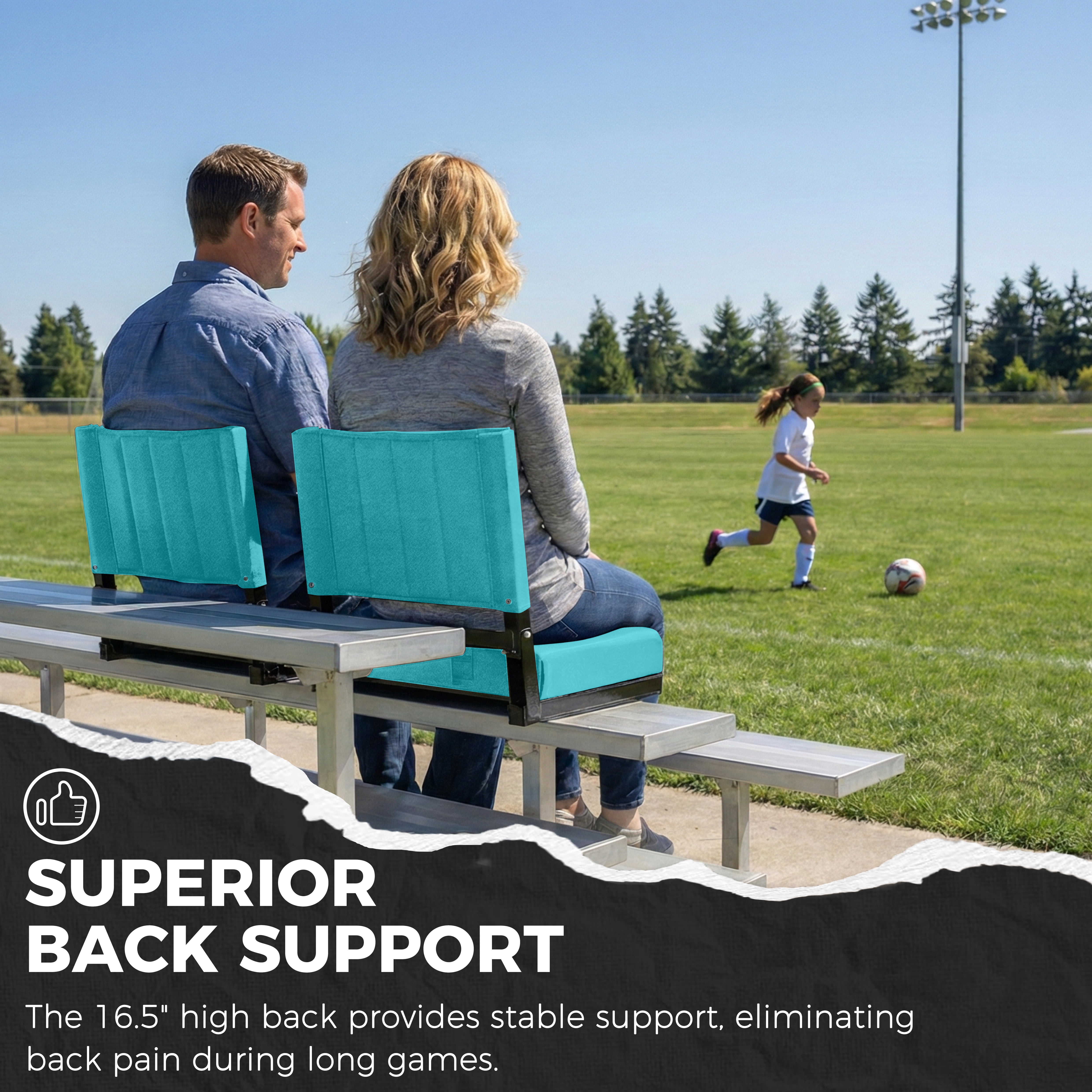 SPORT BEATS Stadium Seats with Back Support Bleacher Chairs with Back and Cushion Thick Padded Bleacher Seats Includes Shoulder Strap