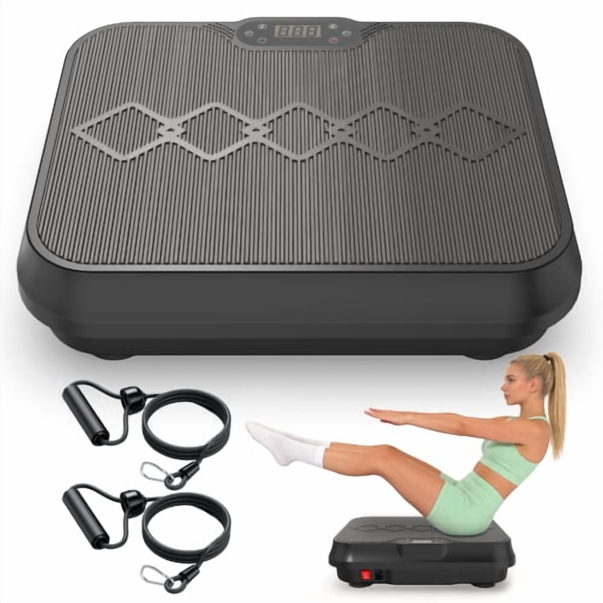 Vibration Plate Exercise Machine, Full Body Fitness Platform with Remote Control, Resistance Bands, for Home Gym