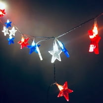 TOPRenddon Patriotic Star String Lights - 10 LED Red White Blue 4th of July Decorations for Indoor/Outdoor - Memorial Day & Christmas Holiday Lighting