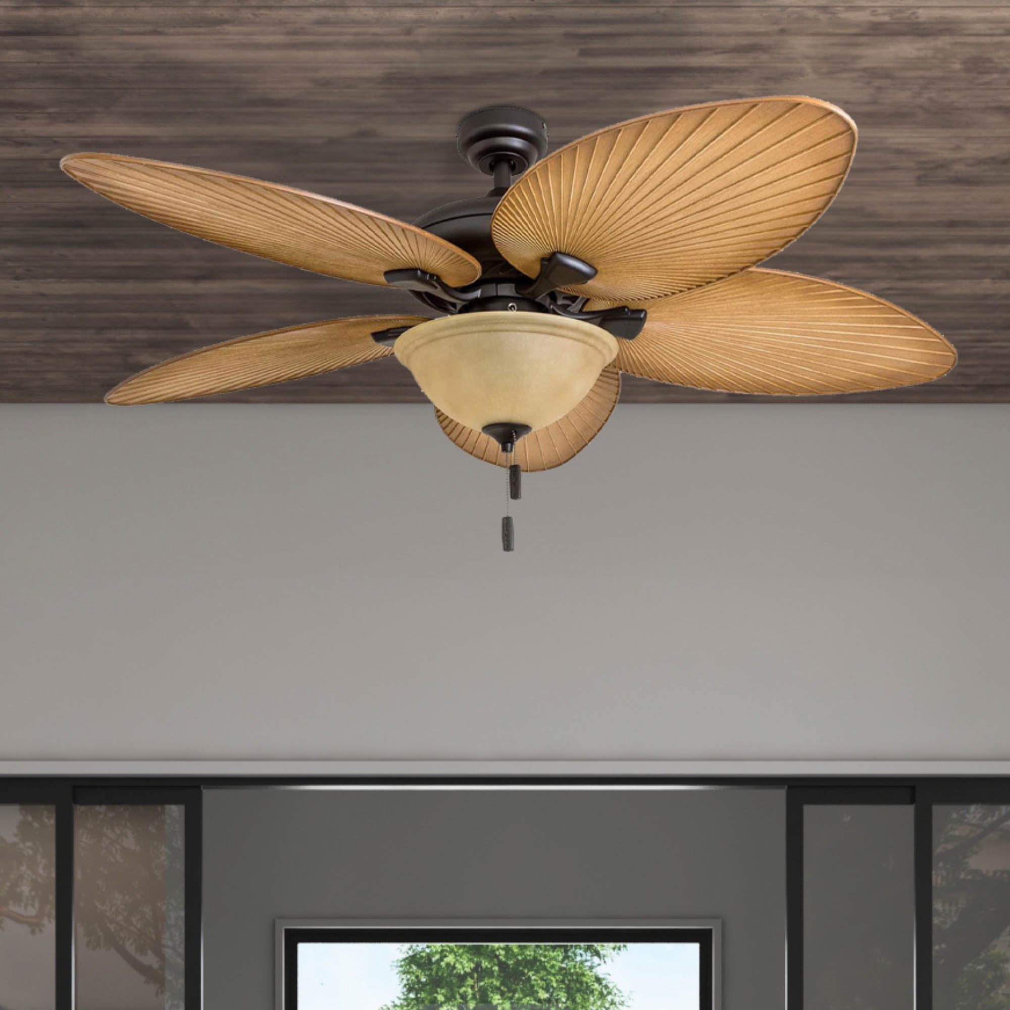 Honeywell Palm Valley 52" Bronze Outdoor Ceiling Fan with Lights