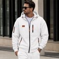 thumbnail image 2 of Men's Full Zip Hoodie Long Sleeve Casual Sweatshirt with Chest Pocket Drawstring Soft Fall Zip Up Hoodie, 2 of 6