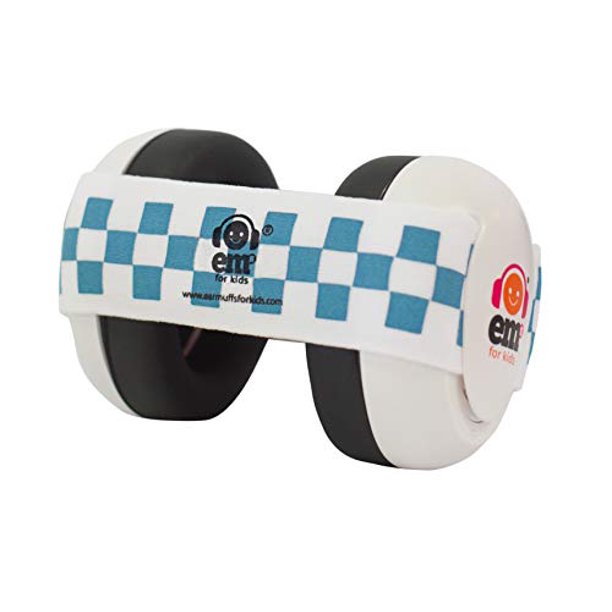 Ems for Kids Baby Earmuffs Blue/White on White