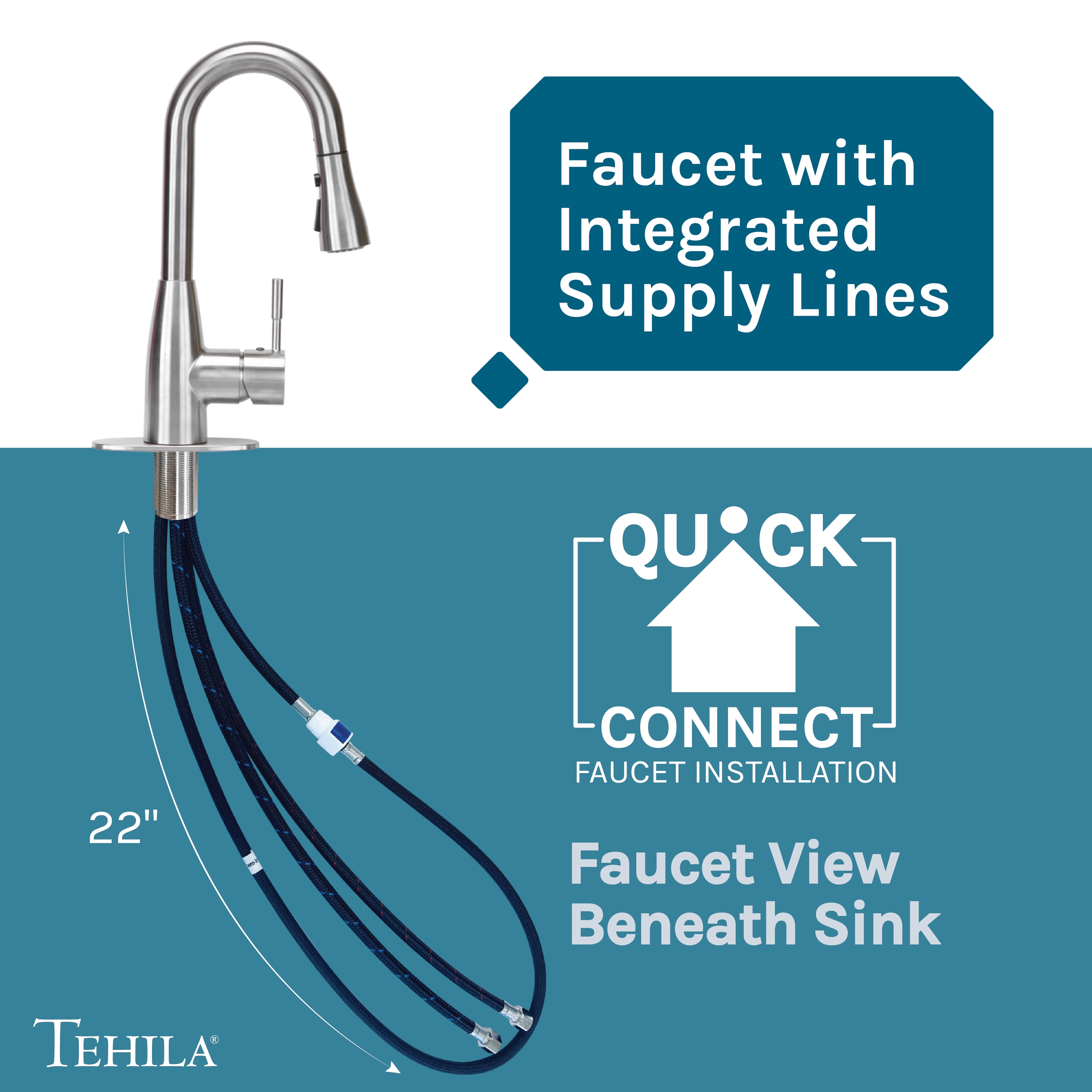TEHILA Space Saver 16 Gallon White Utility Sink with Stainless Finish Pull-Down Faucet with Pause Mode