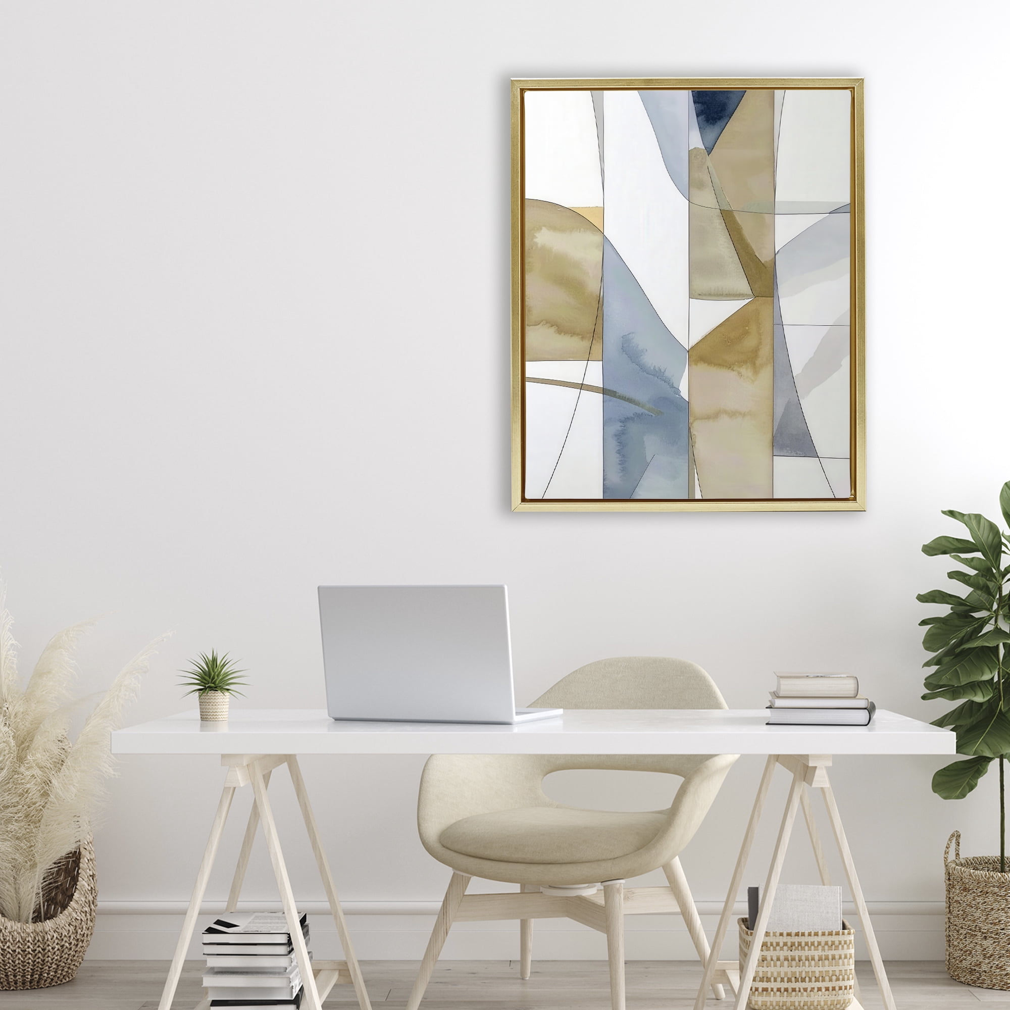 Stupell Industries Geographic Abstract Sections Gold Framed Floater Canvas Wall Art, design by Alonza Saunders
