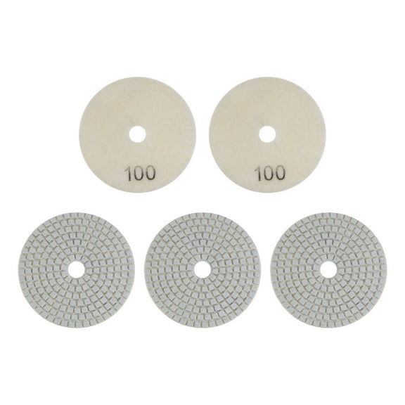 Uxcell 5 Packs 4" Grits 100 Diamond Polishing Pads Wet/Dry for Stone Concrete Marble Quartz