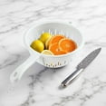 thumbnail image 4 of Plastic Colander With Handle For Washing Fruits And Vegetables Compact Kitchen Drain Strainer For Food And Easy To Store For Home Use And Dark Blue Blue White Strainers Home Decor, 4 of 4