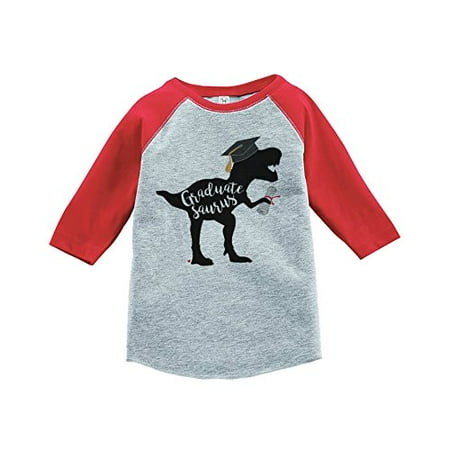 

7 ate 9 Apparel Graduation Dinosaur School Raglan Tee Red