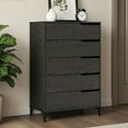 thumbnail image 4 of STYLIVIA Adult 5-Drawer Dresser with Interlock Safety, Modern Wood, Dark Gray Oak, 30.7" W x 15.6" D x 46.4" H, 4 of 20