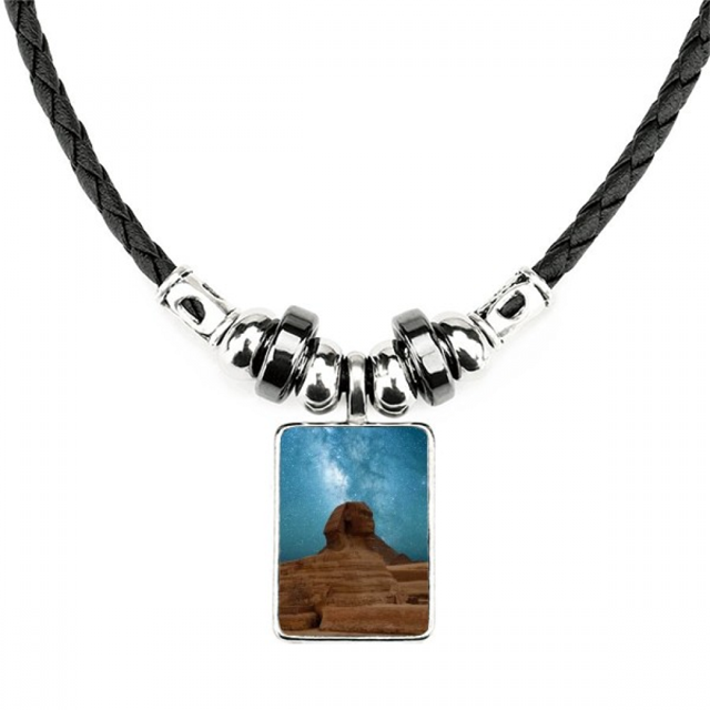 azul cielo tierra roja momia collar a mano colgante de cuerda de cuero Unbranded M