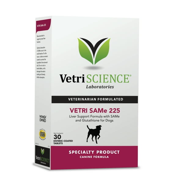Vetriscience, SAMe Liver Health, 225 mg for Dogs, Unflavored, 30 Tablet Box