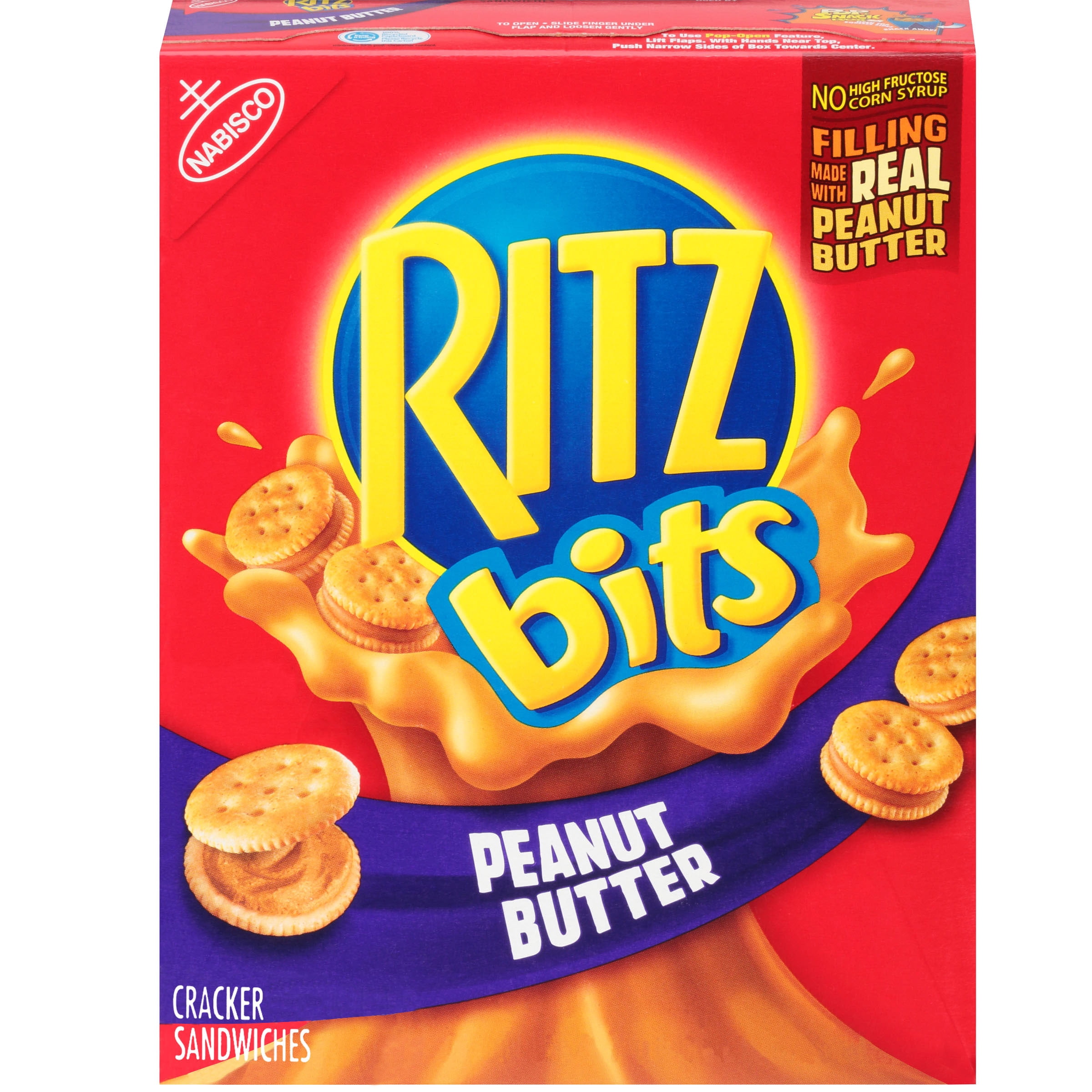 RITZ Bits Cracker Sandwiches, Peanut Butter Flavor, 1 Box (8.8 oz.)