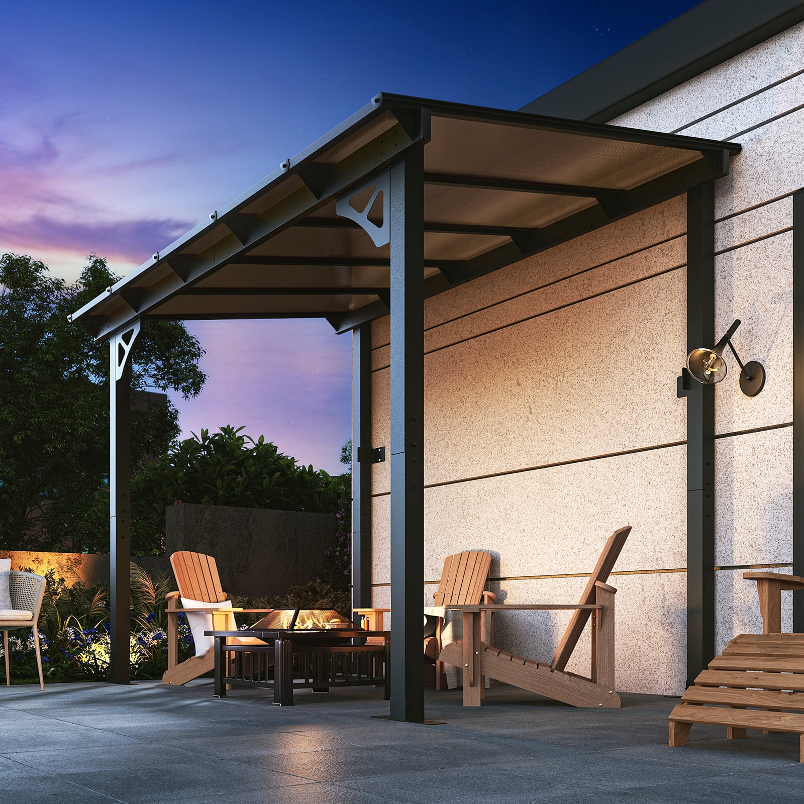 Aoxun 8' x 5' Gazebo for Patio, Gazebo Pergola with Sloped Roof, Grill Gazebo Large Wall-Mounted Heavy Duty Awnings, for Backyard, Deck, Patio