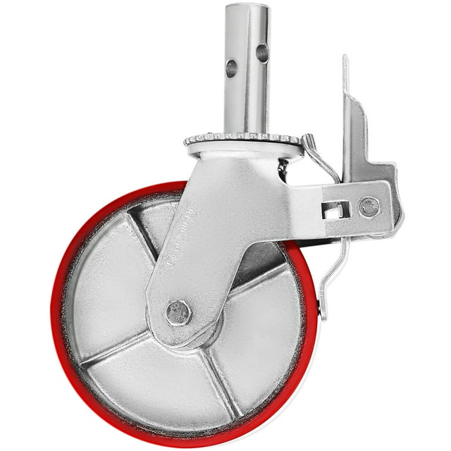 KFFKFF Scaffold Wheel Kit, Robust 4-Set 8" Scaffold Casters, Supporting 4400 Lbs Per Kit with Brake-Enabled Stem Casters, Polyurethane Substitute for Scaffold, Shelving Units, Workbench