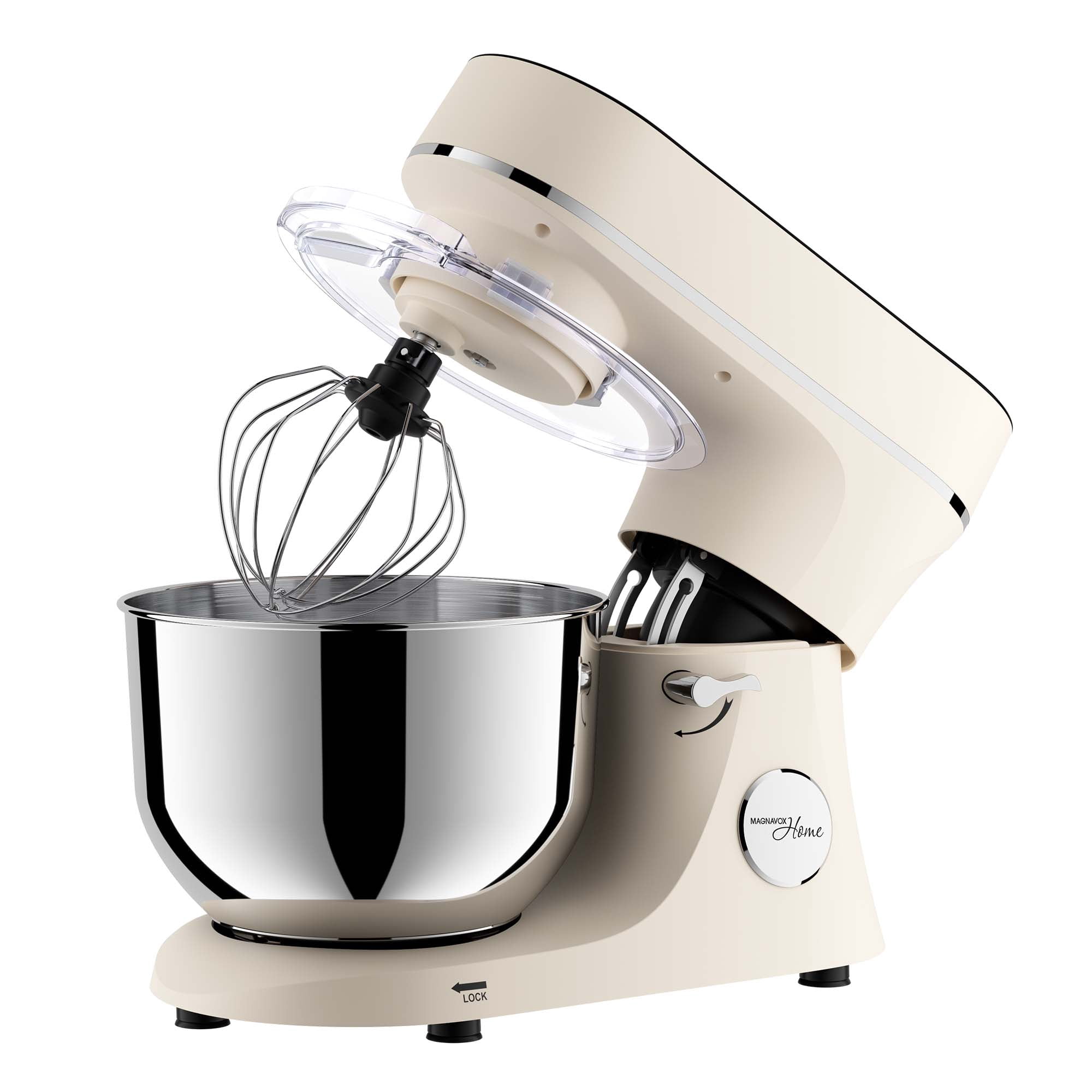 Magnavox 6.0L Digital Touch Screen Stand Mixer with Stainless Steel Bowl, 11-Speed, Tilt-Head, Planetary Mixing, 660W Motor, Dough Hook, Beater, Whisk, Bowl Cover, Cream