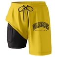 thumbnail image 3 of Mens Shorts Swim Trunks Compresssion Liner Inseam Board Shorts Bathing Suit With Pockets Men's Athletic Shorts Yellow L, 3 of 4