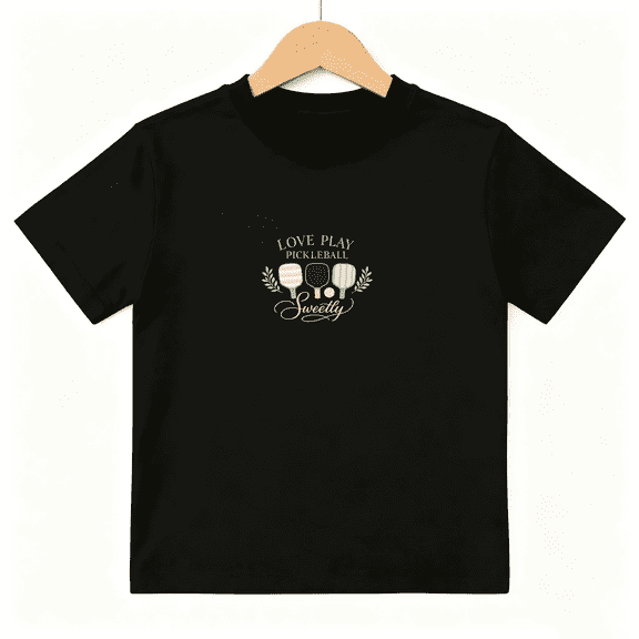 Love Play Pickleball Sweetly Paddle Graphic Retro Sports Short Sleeve Crewneck Cotton Kids T Shirt