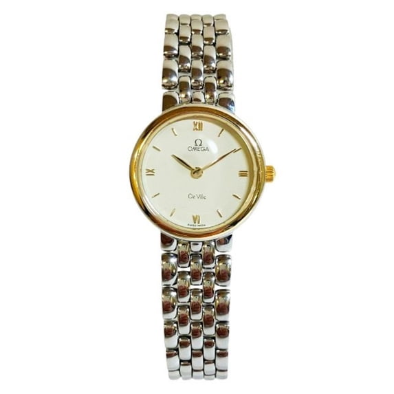 Pre-Owned Omega De Ville Quartz Yellow Gold x Stainless Steel Watch (Wristwatch) for Women
