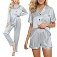 thumbnail image 2 of HSHMT Pajamas Set for Women Satin Pyjamas Women's Short 4 Piece Pyjamas Short Sleeve Sleepwear And Shorts Set Women Sets Leisure Suit Loungewear, 2 of 4