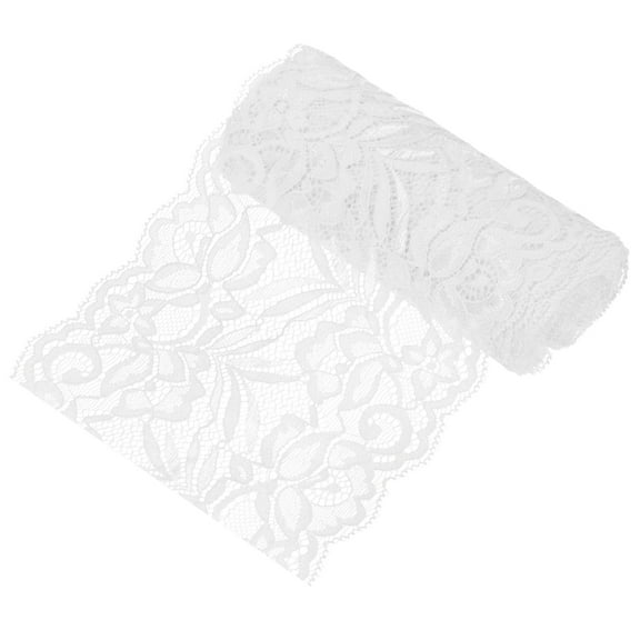 Uxcell 5-Yard 5.9 Inch Wide Elastic Lace Fabric, Ribbon Stretchy Trim White